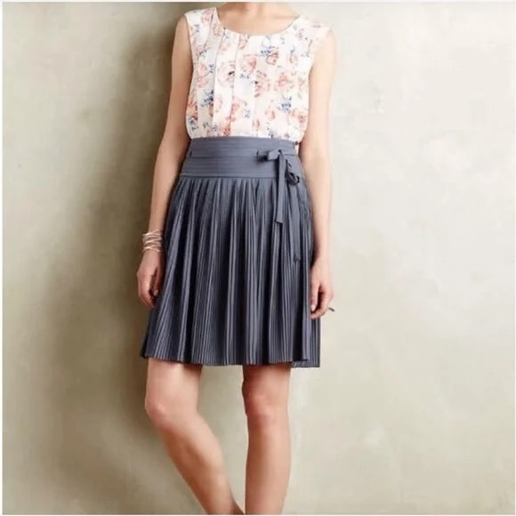 Anthropologie Leifsdottir Capella Micro Pleated Skirt icy gray women’s size 4 - Picture 1 of 7